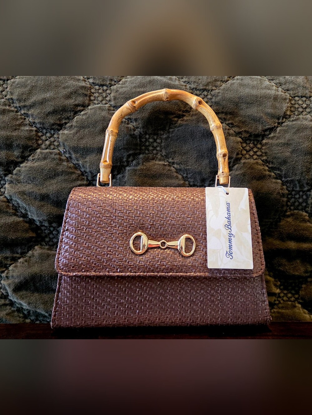 NWT Tommy Bahama woven handbag in Chocolate Brown.